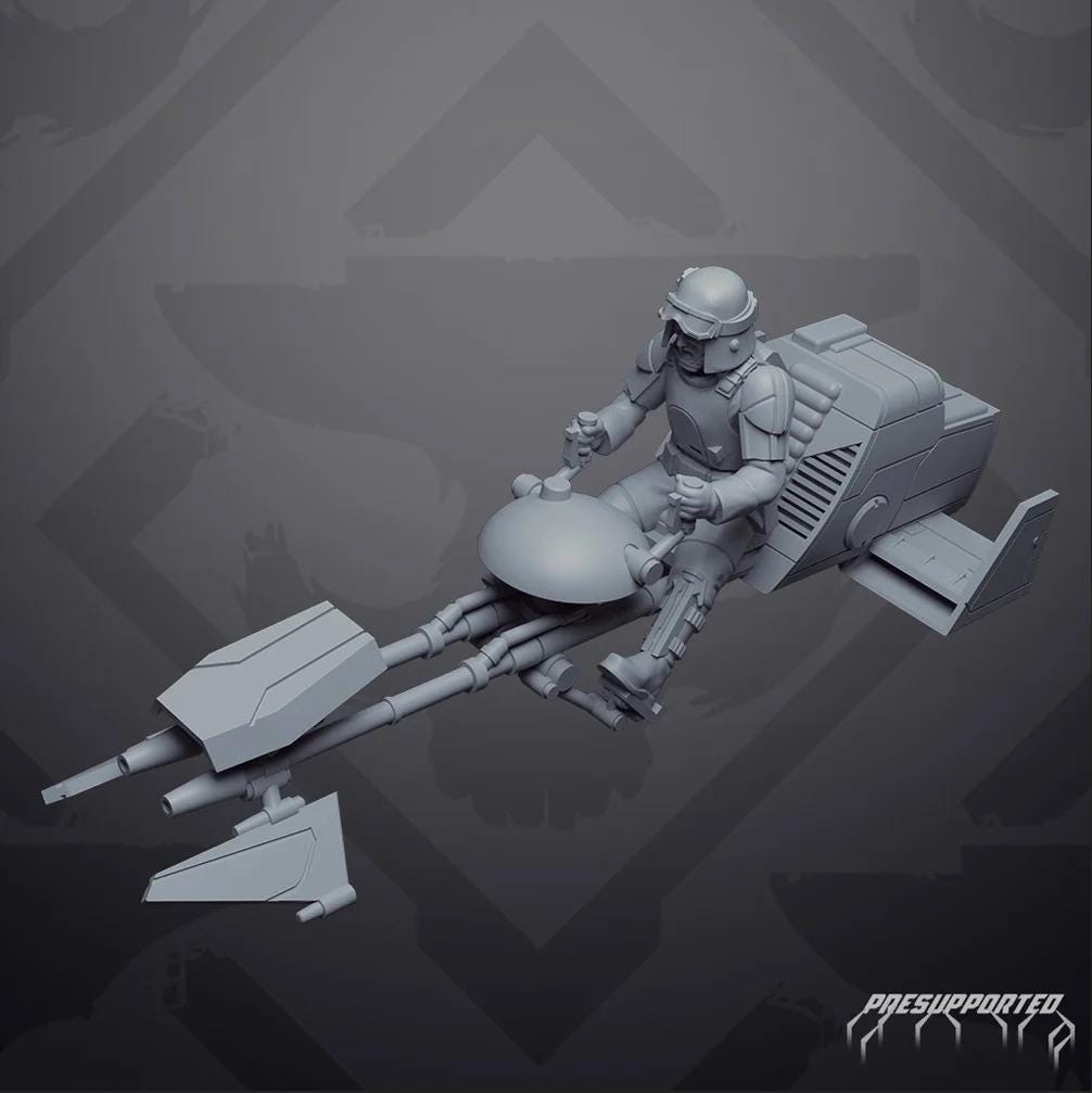 Imperial Authority Assault Speeder Kit (4): 35mm Scale Miniatures Star Wars Legion Proxy
