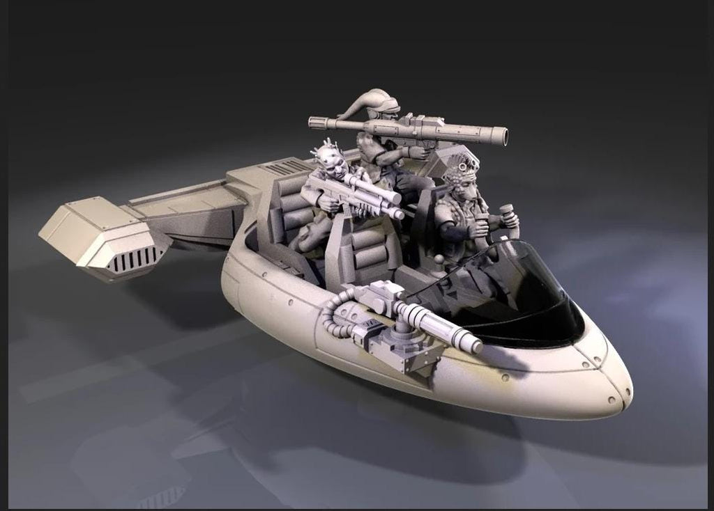 Rebel Alliance Guerrilla combat speeder kit for Star Wars Legion proxies, Grimdark Future or other miniatures games 35mm scale 105mm