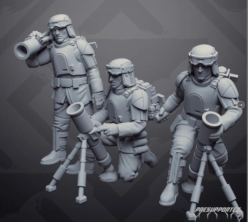Imperial Authority Field heavy weapons Team (8) for Star Wars Legion proxies, Grimdark Future or other miniatures games 35mm