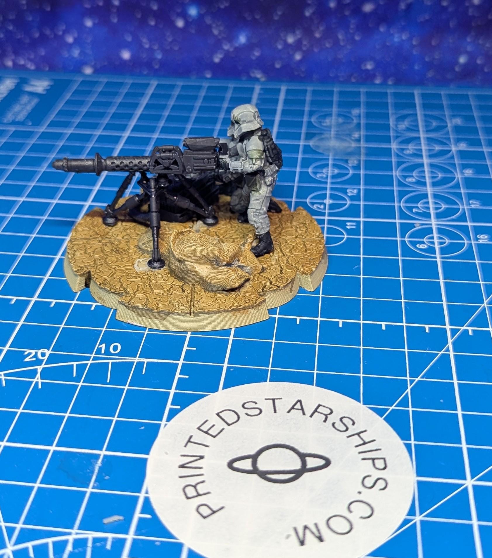 Imperial Frontier Mounted Gun Team (2) E-web for Star Wars Legion proxies, Grimdark Future or other miniatures games 35mm