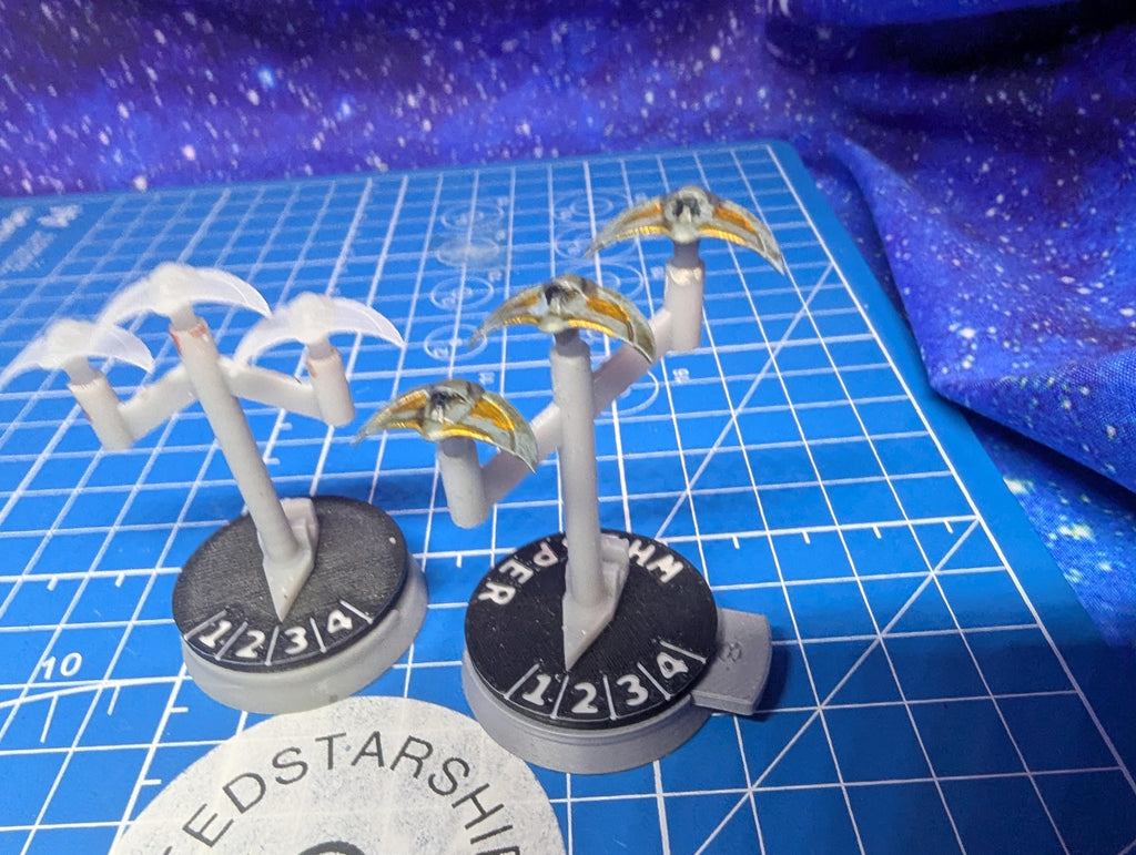 Serpent Empire Death Glider Fighter squadron (6) Armada Homebrew or other miniatures games 18mm wingspan
