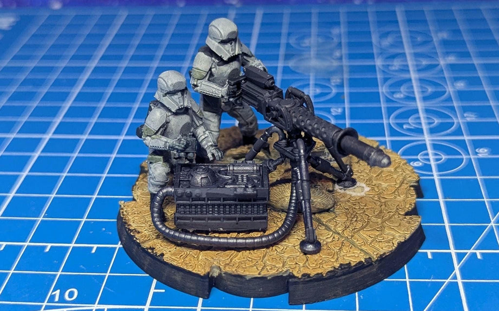 Imperial Frontier Mounted Gun Team (2) E-web for Star Wars Legion proxies, Grimdark Future or other miniatures games 35mm