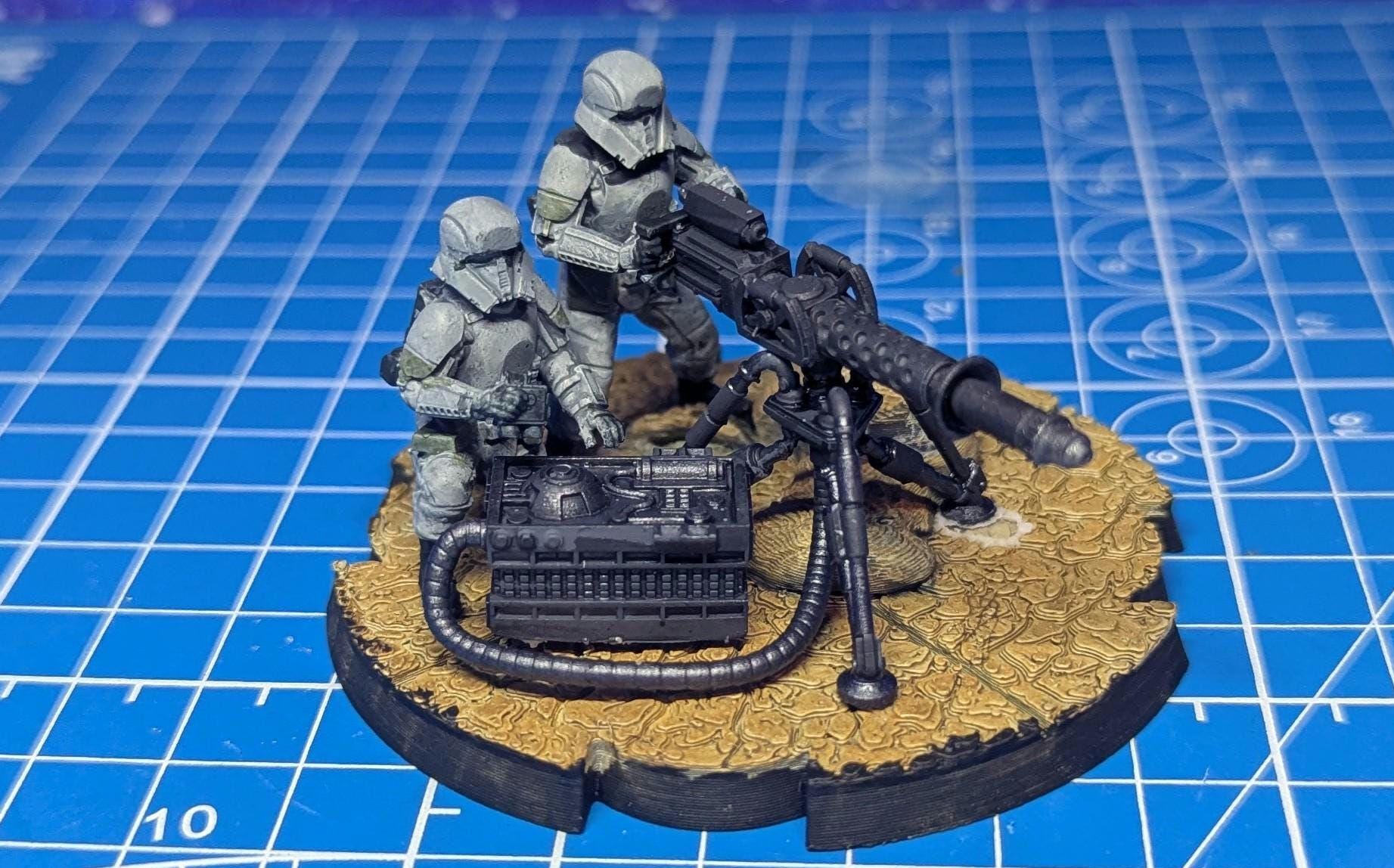 Imperial Frontier Mounted Gun Team (2) E-web for Star Wars Legion proxies, Grimdark Future or other miniatures games 35mm