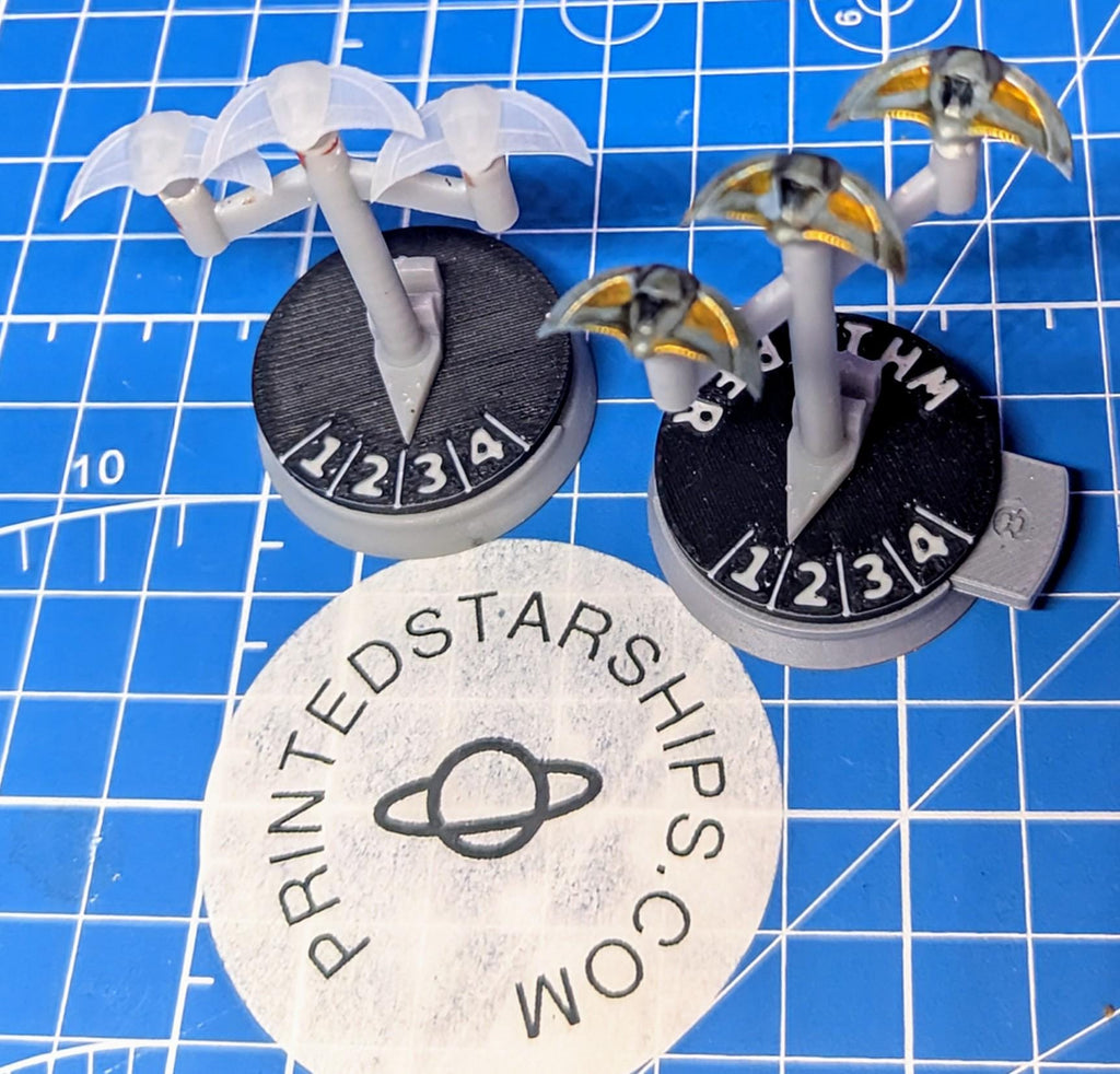 Serpent Empire Death Glider Fighter squadron (6) Armada Homebrew or other miniatures games 18mm wingspan