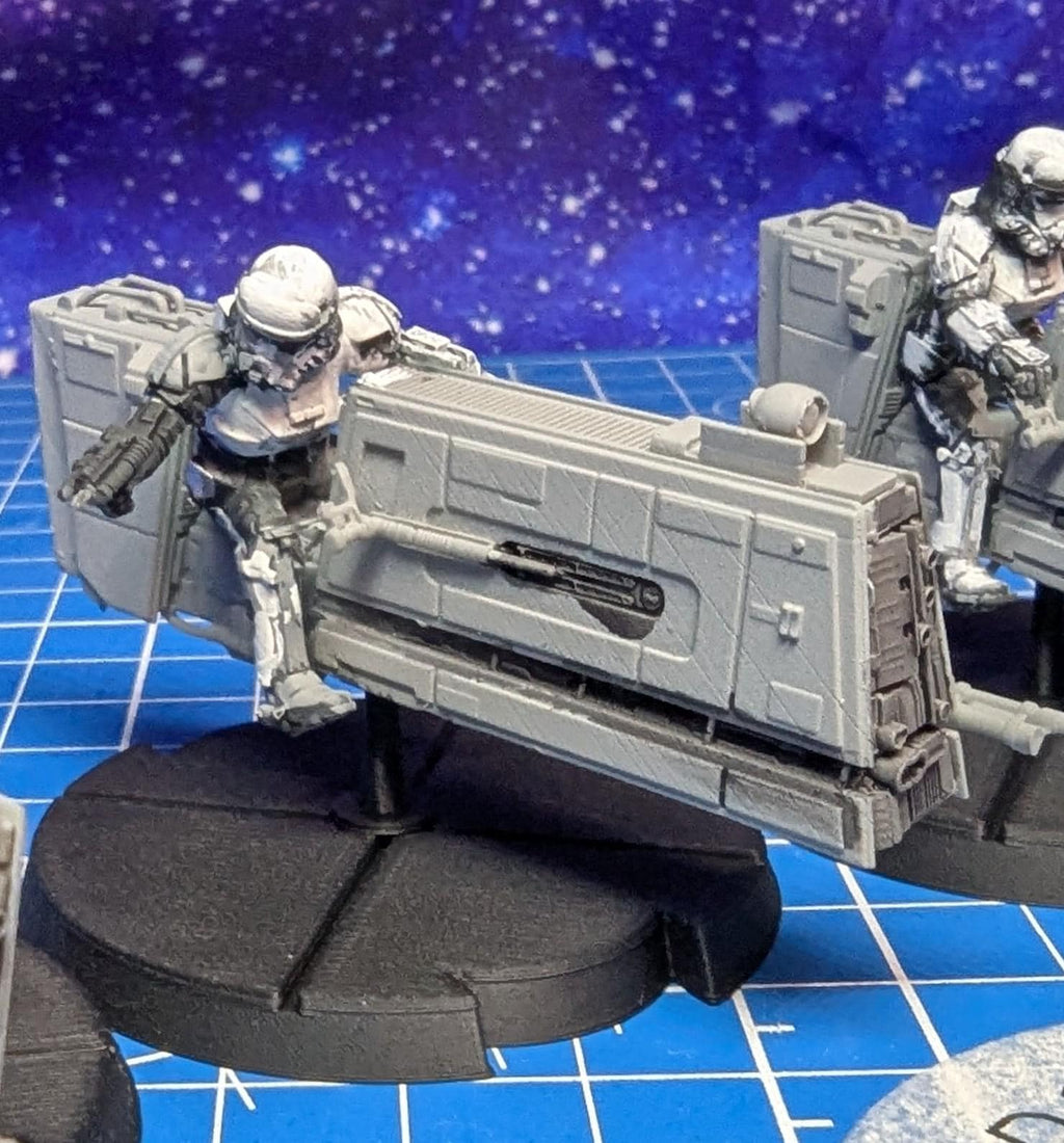 Imperial Regime Law Enforcement Patrol Speeders(4) for Star Wars Legion proxies, Grimdark Future scale games 35mm scale