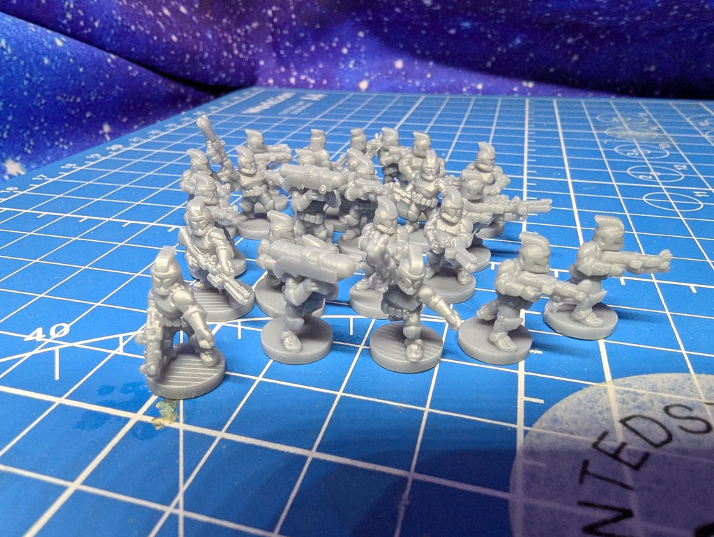 10mm Republic Phase 1 clone Infantry Platoon (25) in 10mm scale for Star wars regiments