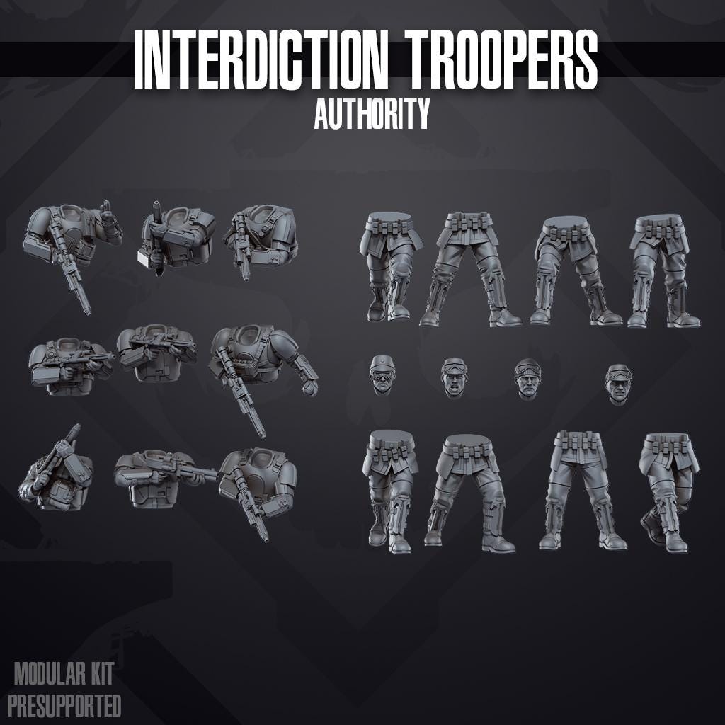 Imperial Authority Interdiction Troopers (9) for Star Wars Legion proxies, Grimdark Future 35mm