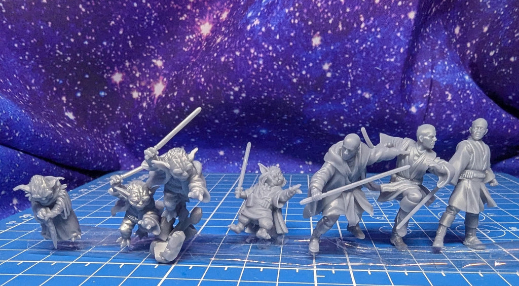 Galactic Republic Heros Indigo Blade Wizard, and The Sage (7) for Star Wars Legion proxies, Grimdark Future or miniatures games 35mm