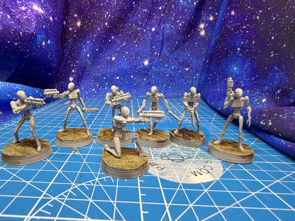 Confederate Commando Drones (7) for Star Wars Legion proxies, Grimdark Future or other miniatures games 35mm