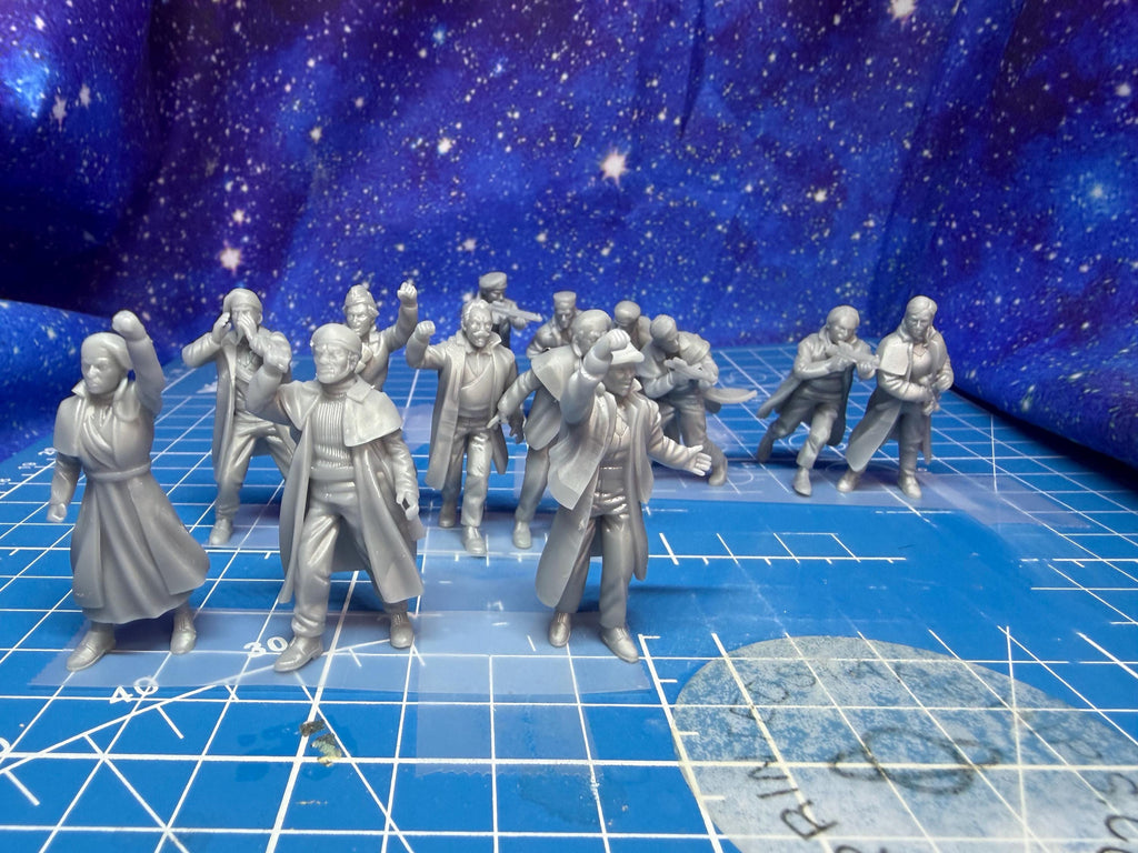 Gendron Front and Gendron Angry Civilians (13) for Star Wars Legion, Grimdark Future or other games 35mm