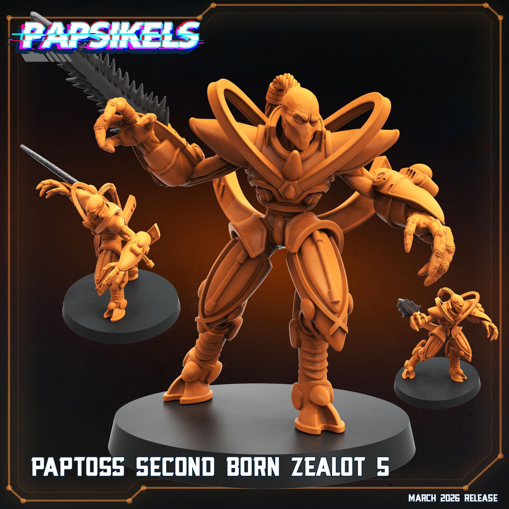 Papsikels Paptoss Second Born Fanatic Squad (6 Minis) for 32mm games like Grimdark Future