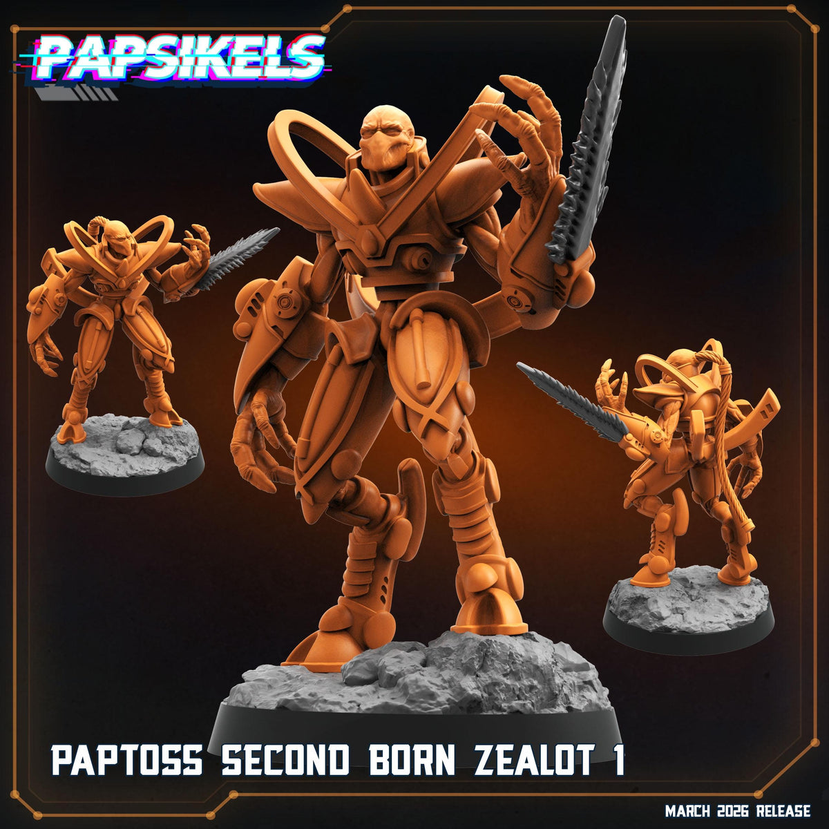 Papsikels Paptoss Second Born Fanatic Squad (6 Minis) for 32mm games like Grimdark Future