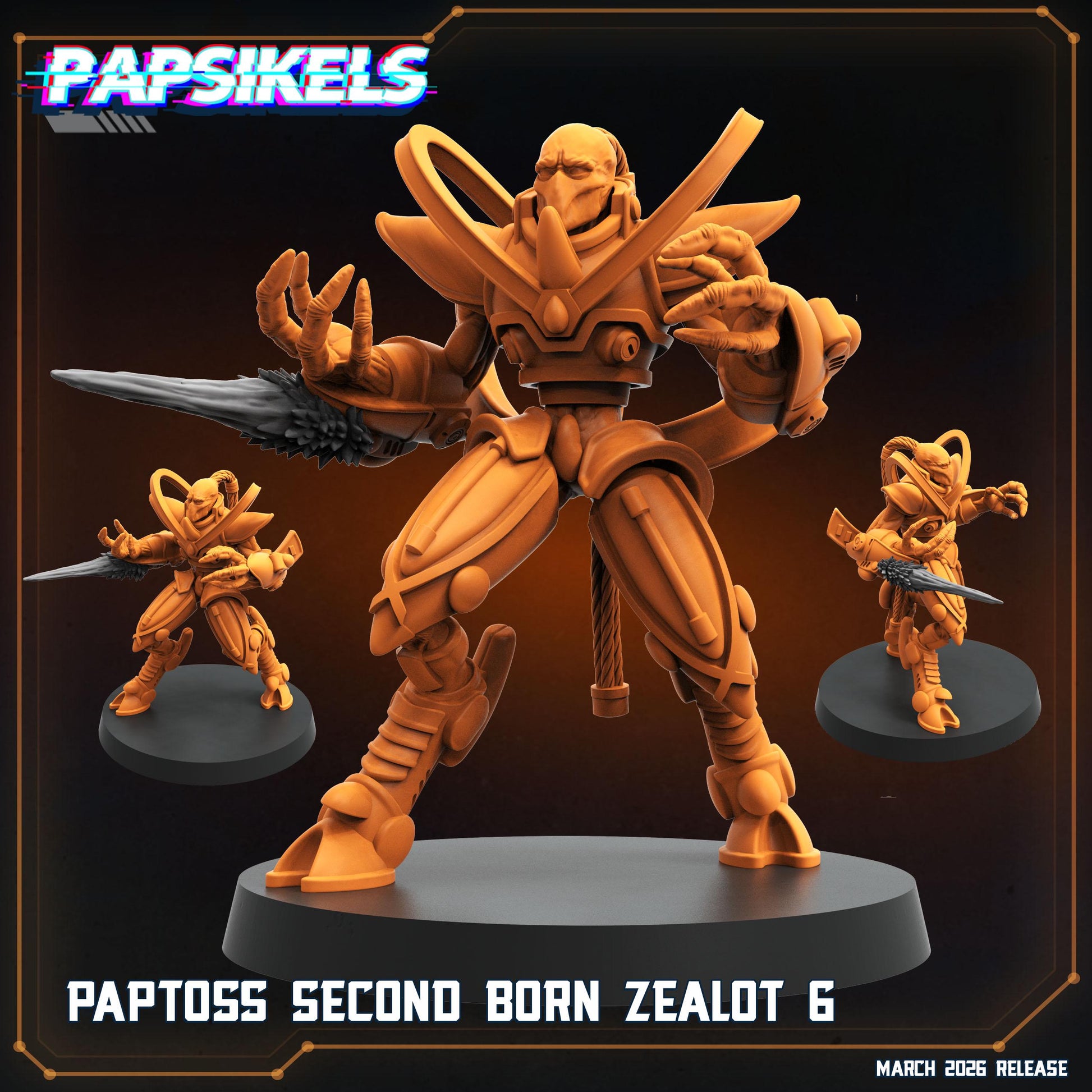Papsikels Paptoss Second Born Fanatic Squad (6 Minis) for 32mm games like Grimdark Future
