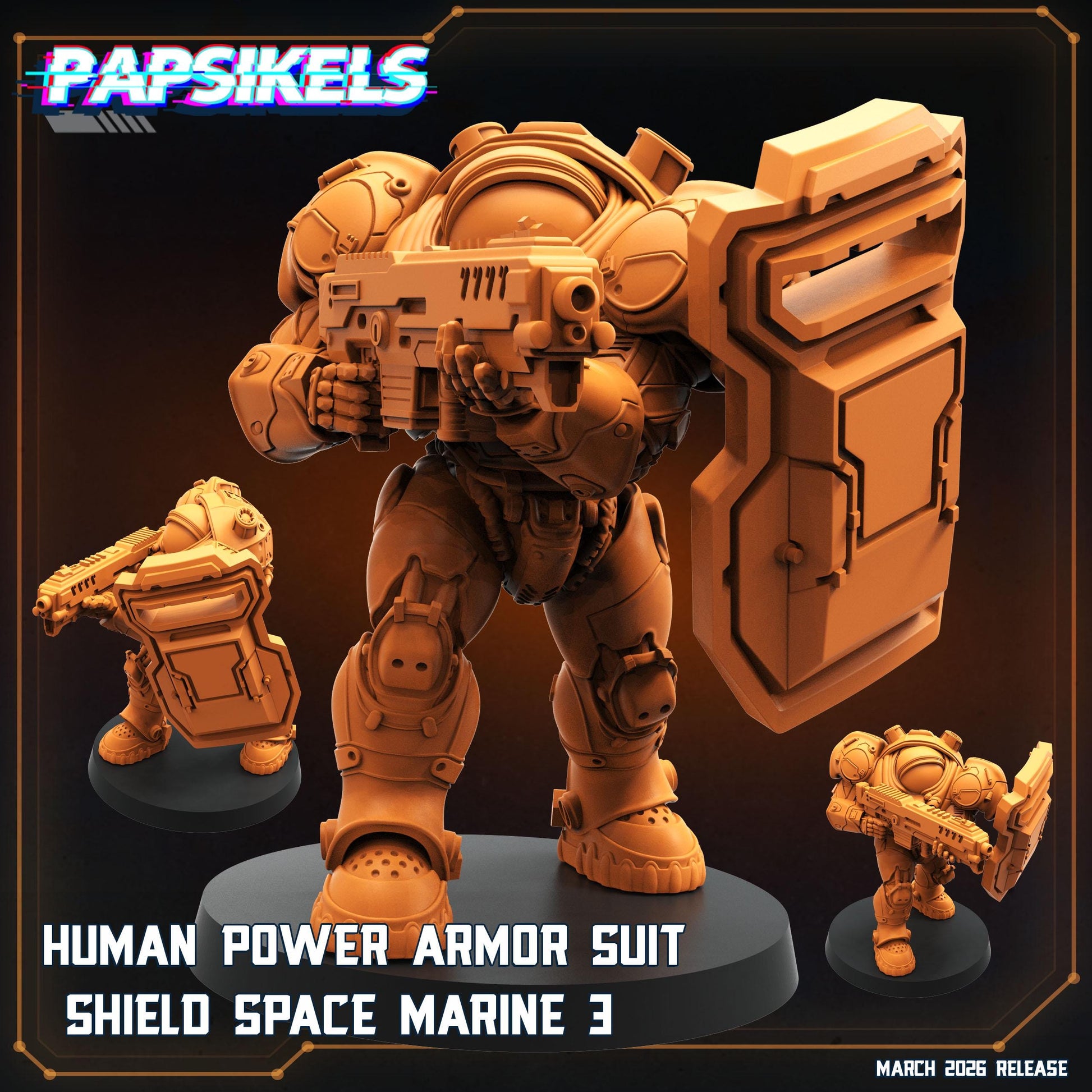 Papsikels Terran Powered Armored Marines Squad (5 Minis) for 32mm games like Grimdark Future