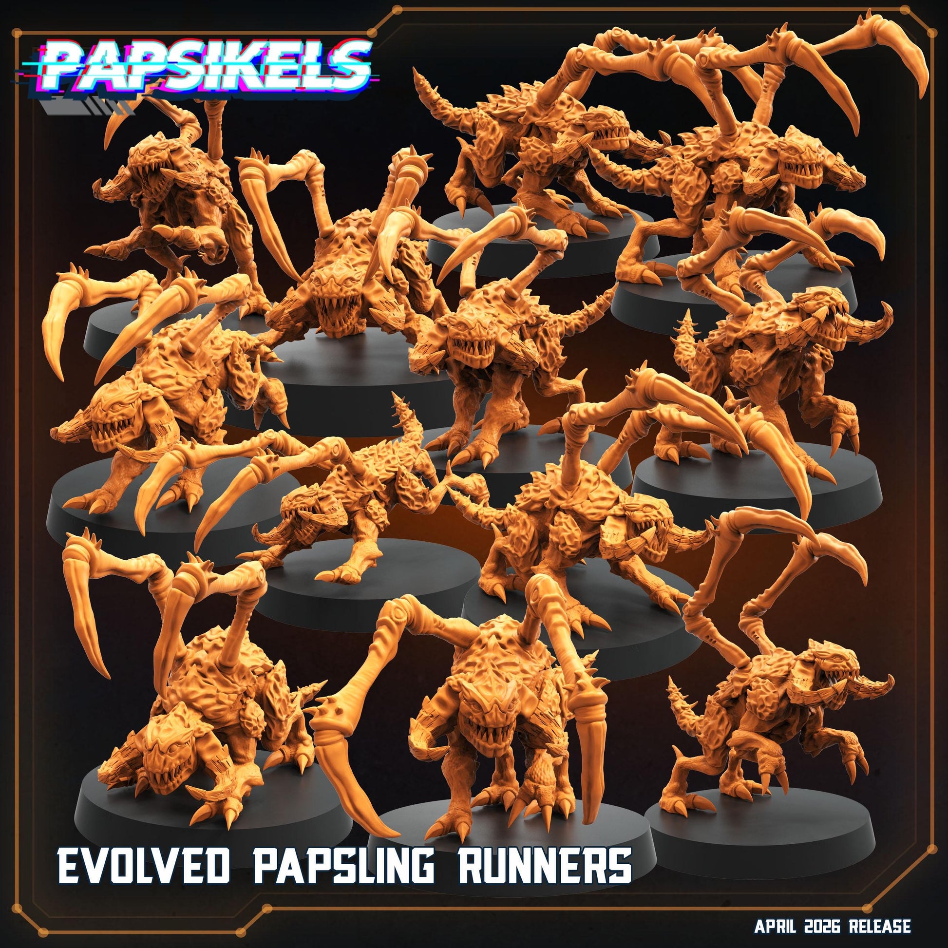 Papsikels Evolved Papsling Runners Squad (12 Minis) for 32mm games like Grimdark Future