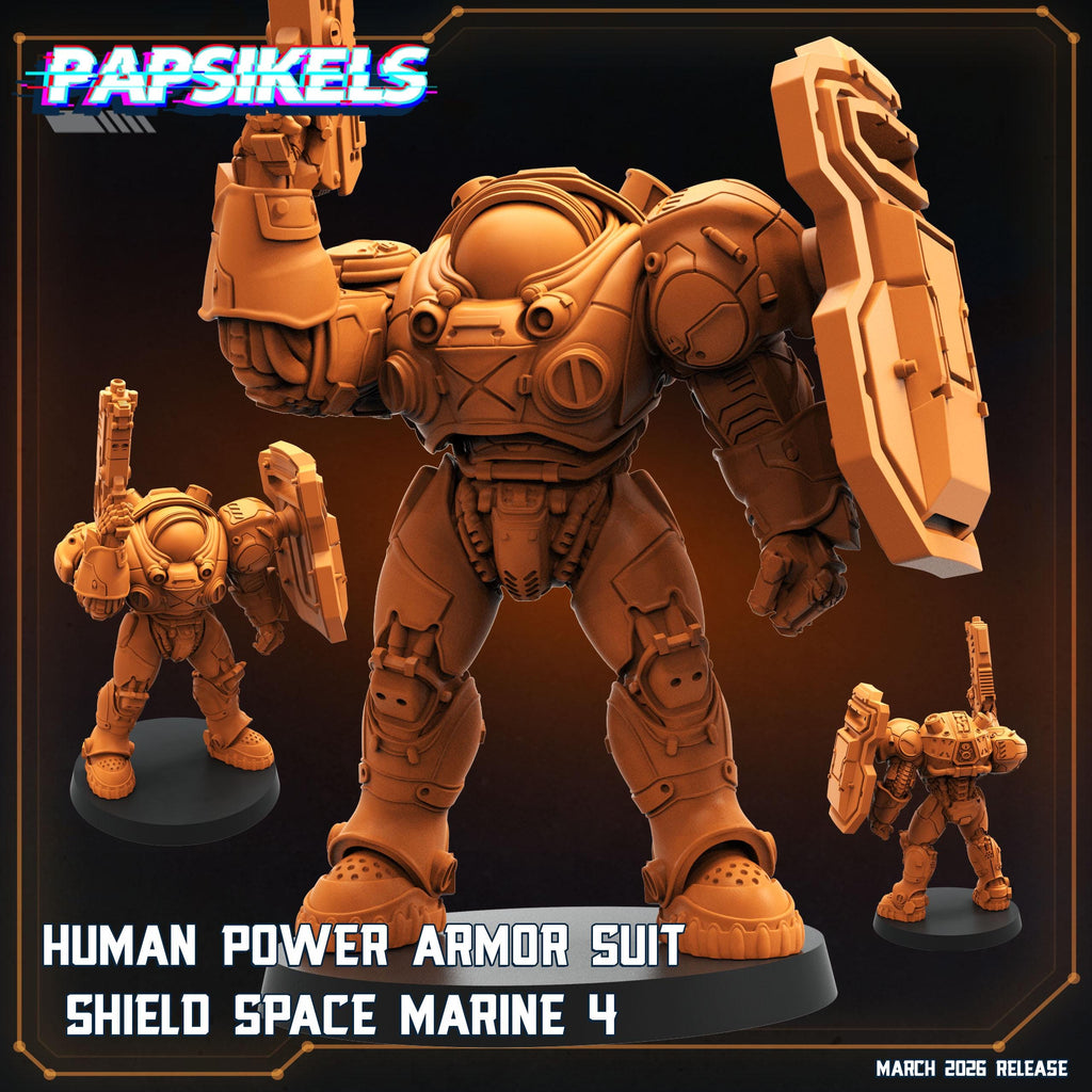 Papsikels Terran Powered Armored Marines Squad (5 Minis) for 32mm games like Grimdark Future