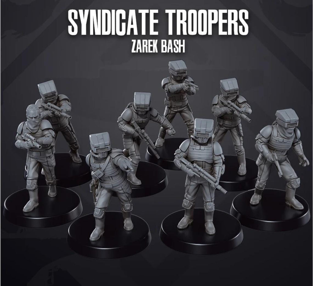 Galactic Scum Zarek Bash Syndicate Troopers (8) for Star Wars Legion proxies, Grimdark Future scale games 35mm