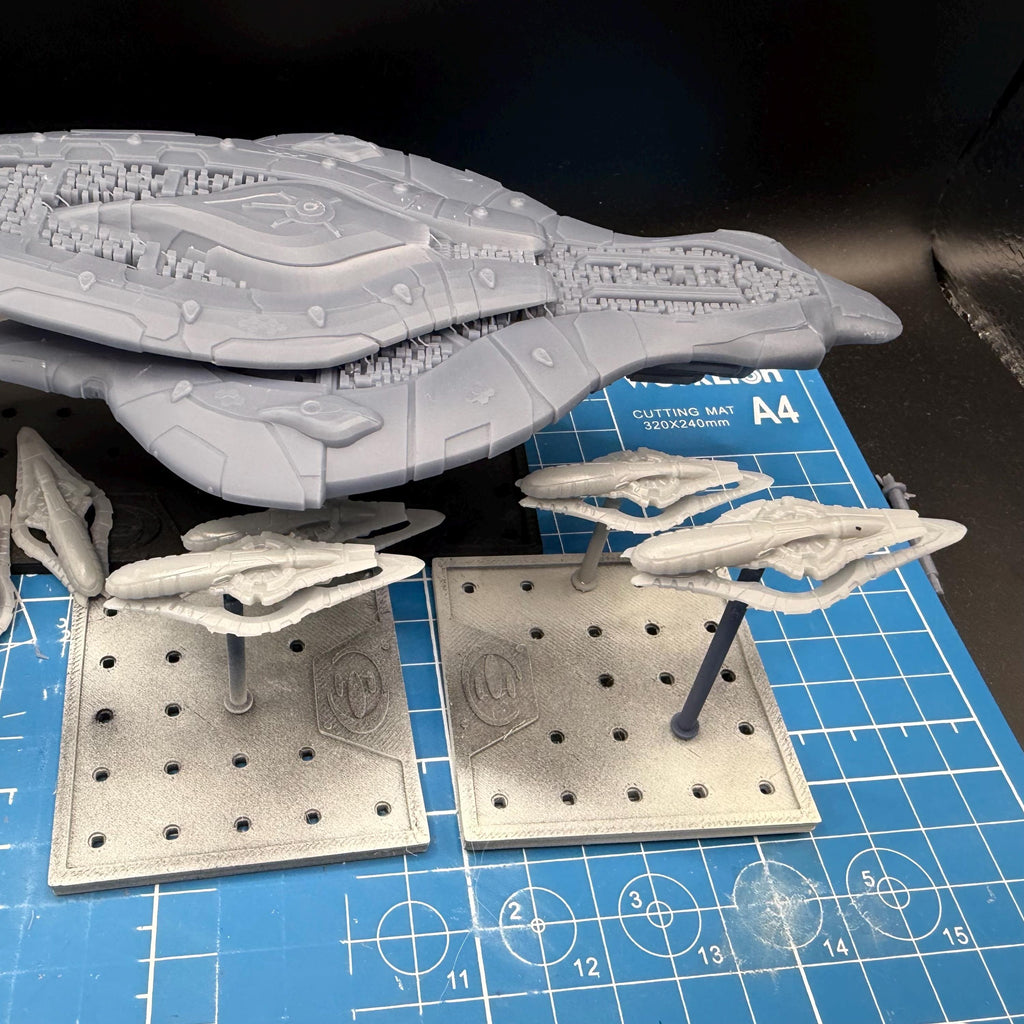 Halo Fleet Battles Proxy Covenant CAS Assault Carrier Upgrade set for games like Onepagerules Warfleets