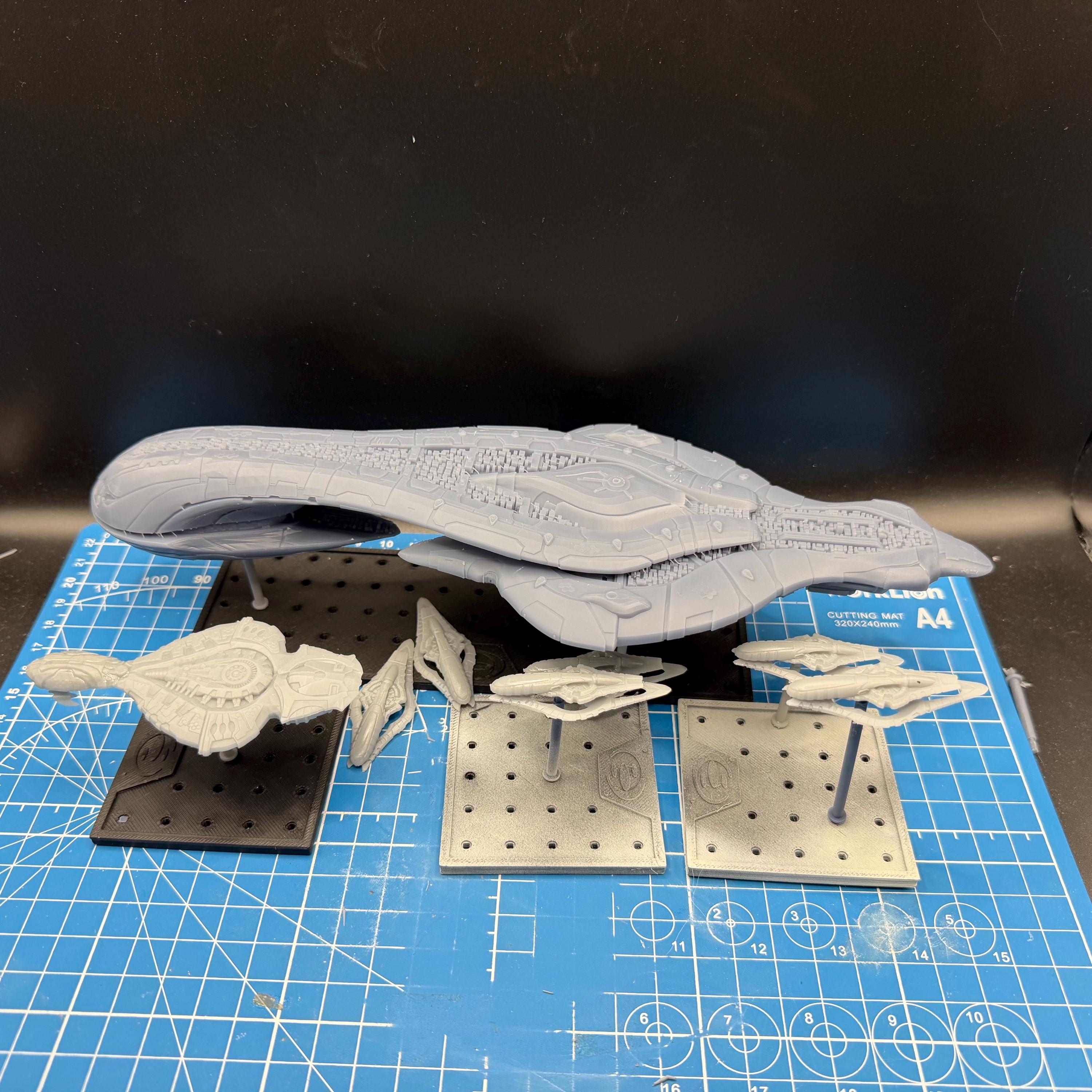 Halo Fleet Battles Proxy Covenant CAS Assault Carrier Upgrade set for games like Onepagerules Warfleets