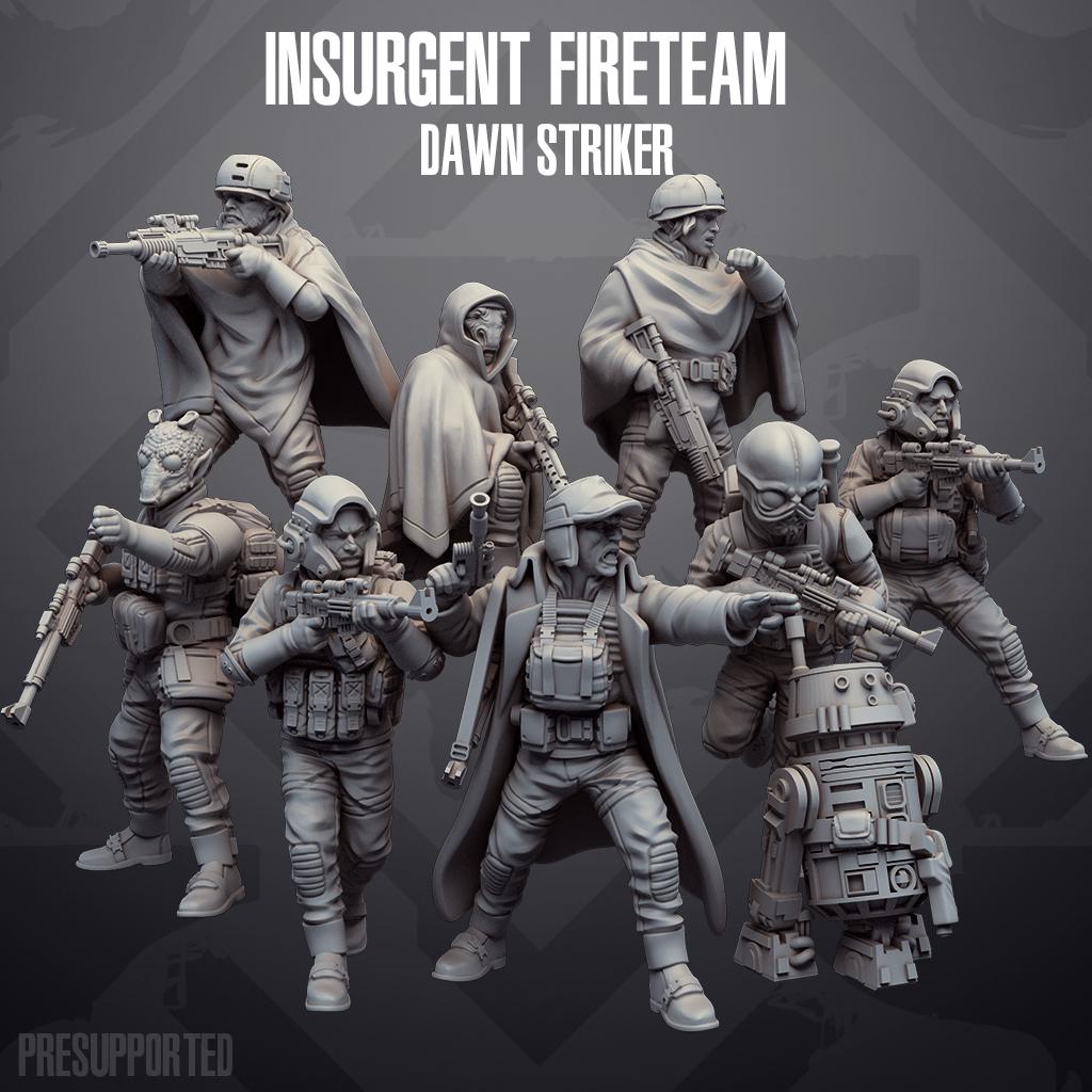 Rebel Alliance Fireteam Dawn Striker: 35mm Miniatures (9) Star Wars Legion Proxy
