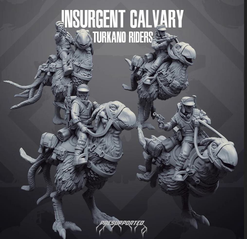 Rebel Alliance Turkano Cavalry (4) Star Wars Legion proxies, Grimdark Future games 35mm scale