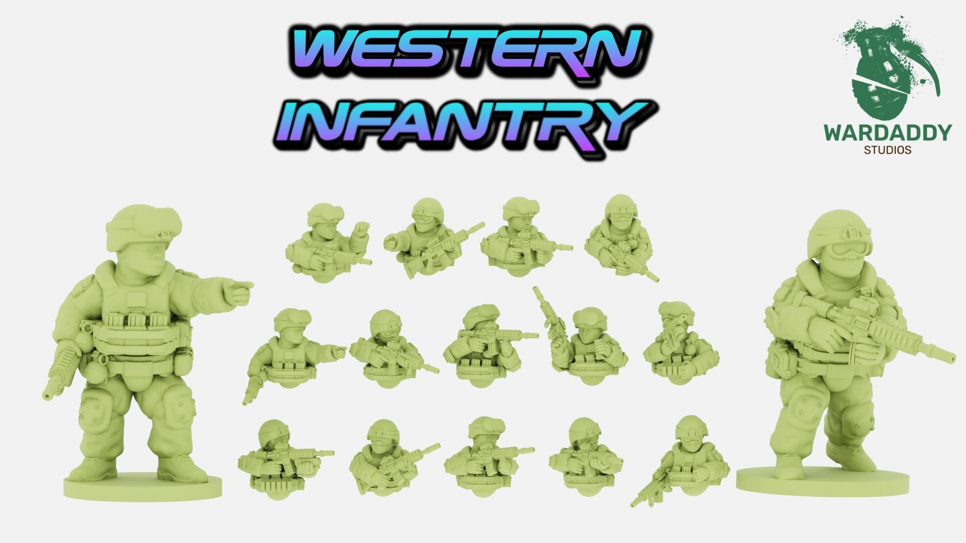 Wardaddy Modern Western Infantry Platoon (21minis) 15mm scale wargame miniautres
