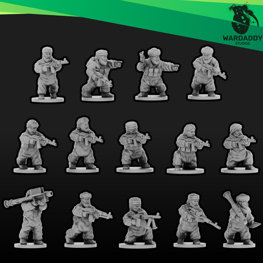 Wardaddy Afghan Mujahideen Fighters set (27 minis) 15mm scale wargame miniautres