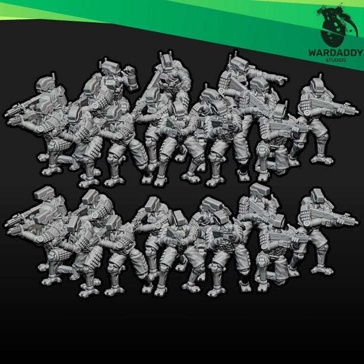 Wardaddy Combat Bots Vol 1 (27 minis) 15mm scale wargame miniautres