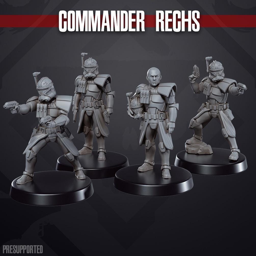 Republic Union Commander Rechs (4) for Star Wars Legion proxies, Grimdark Future 35mm