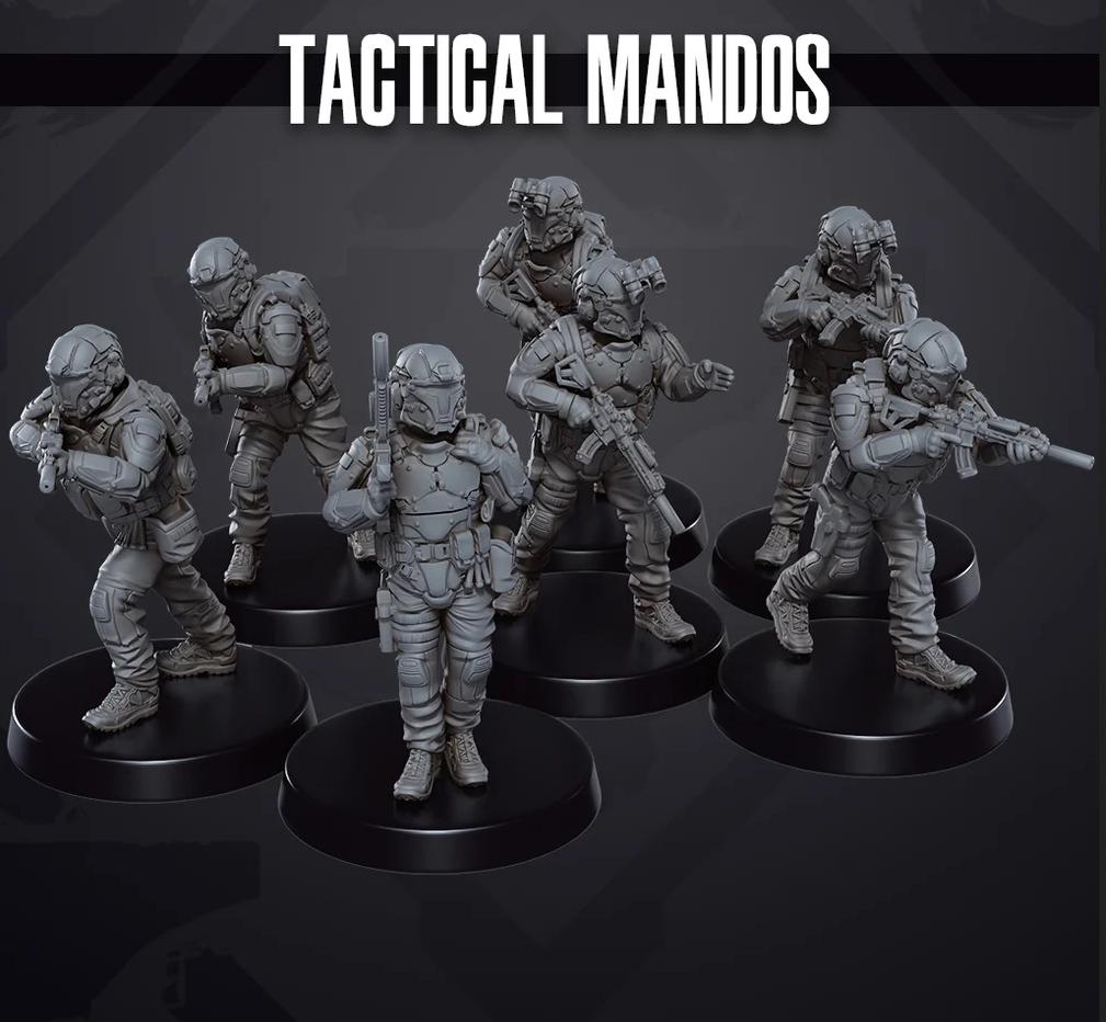 Galactic Scum Tactical Modern Mandalorians (7) Star Wars Legion proxies, Grimdark Future Scale games 35mm